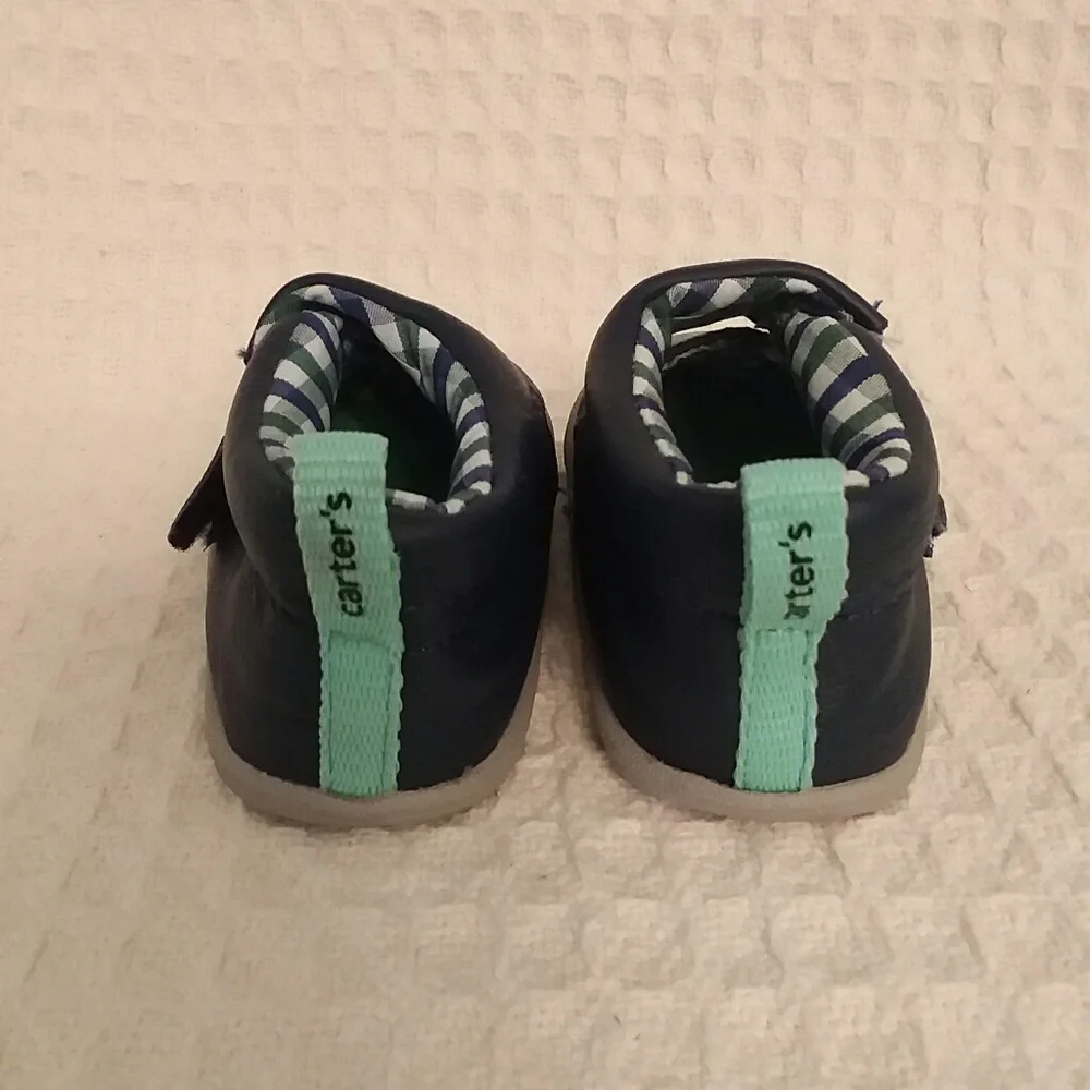 Boys Blue Leather Crawl Shoes